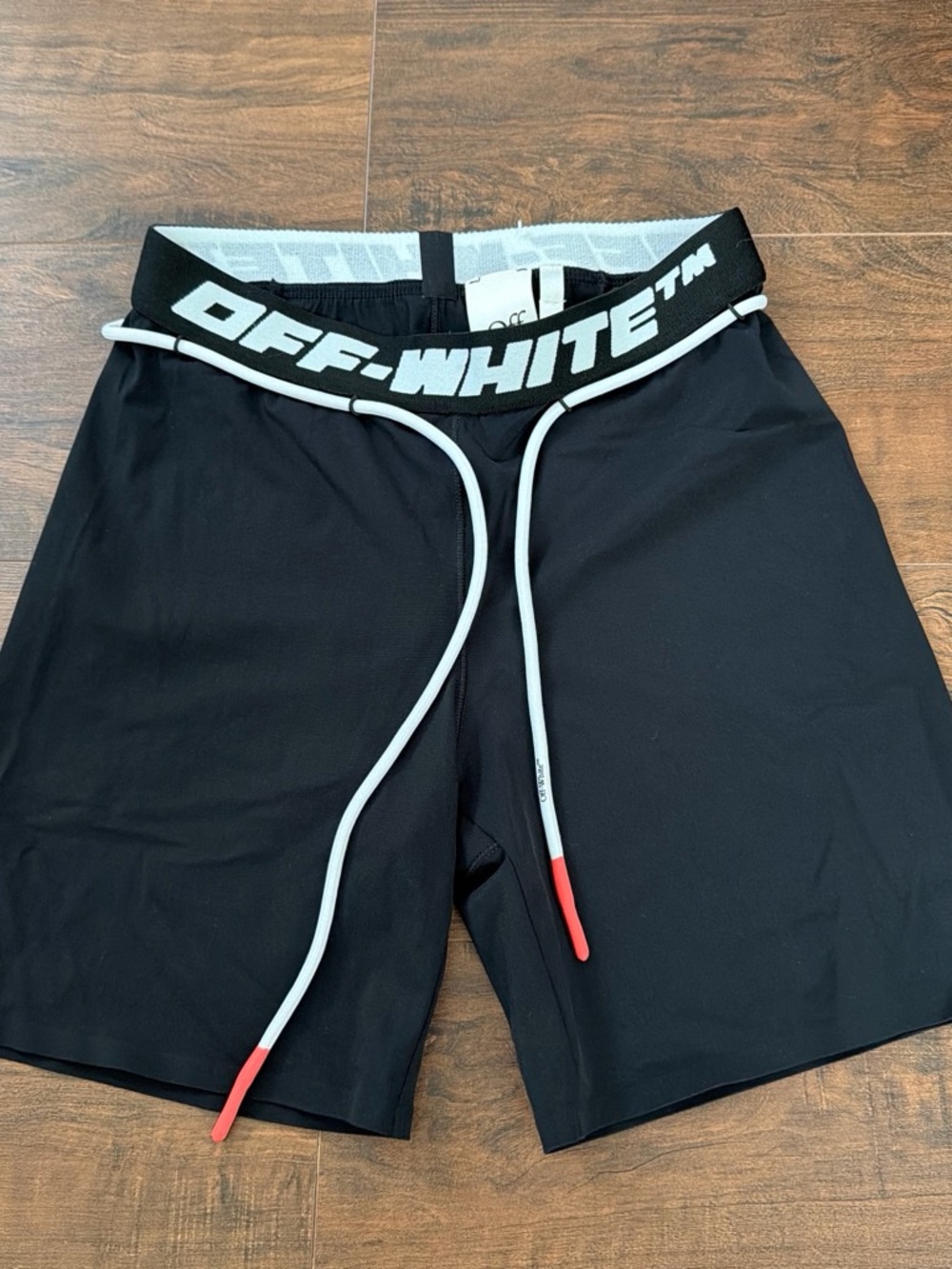 Off-White Black Athletic Shorts with White Drawcords
